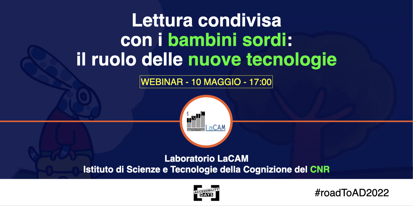 Copertina webinar "Lettura condivisa con i bambini sordi: il ruolo delle nuove tecnologie"
